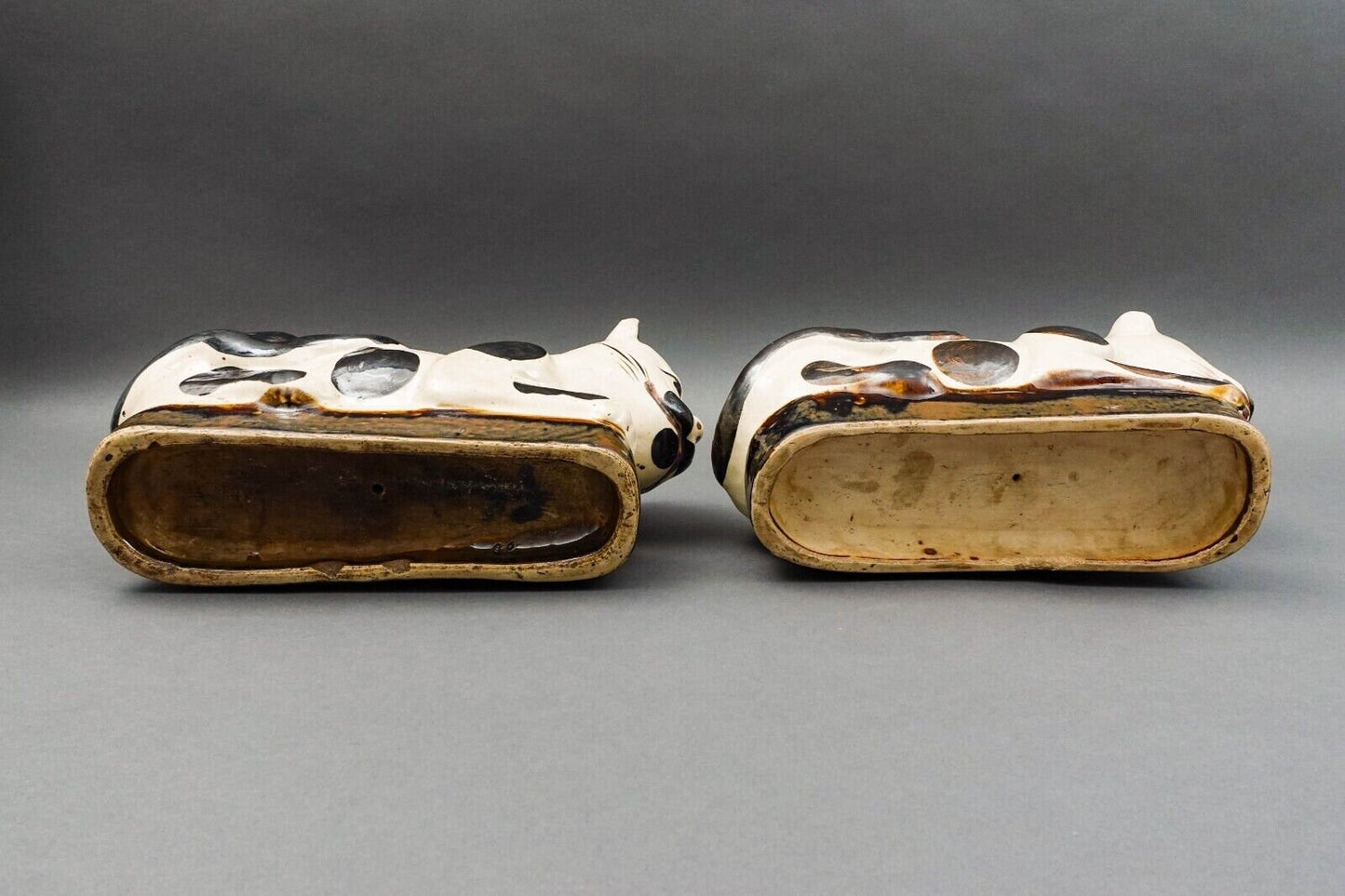 Antique Chinese Large Hand Painted Cat Cizhou Stoneware Pillow Headrest Pair