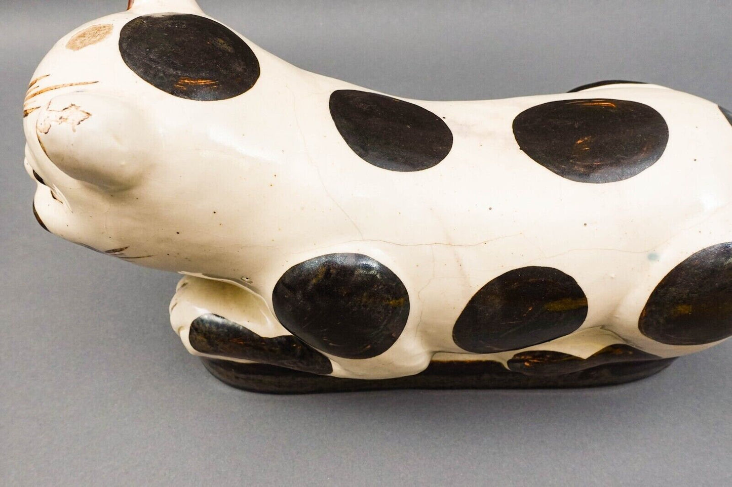 Antique Chinese Large Hand Painted Cat Cizhou Stoneware Pillow Headrest Pair