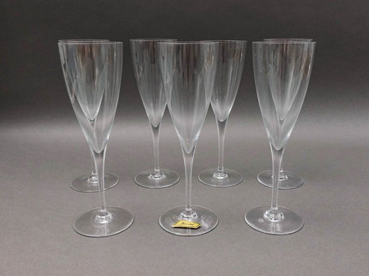 Baccarat Crystal France Dom Perignon 8 7/8" Fluted Water Goblet Glasses Set Of 7
