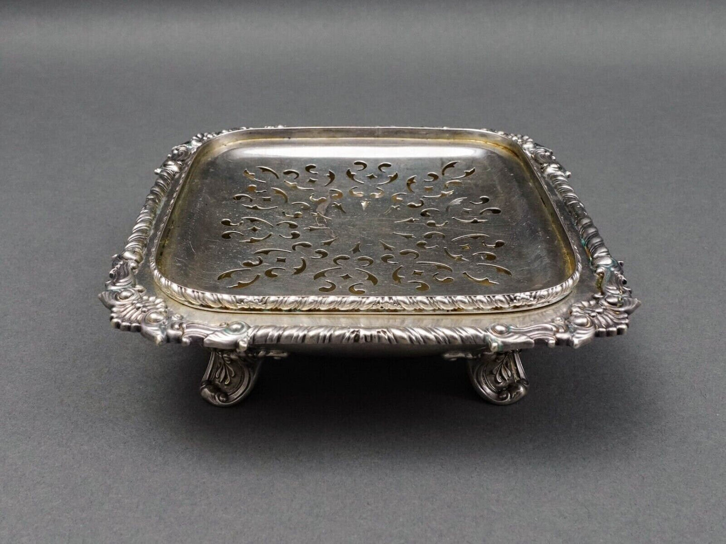 Gorham Sterling Silver Antique 1868 Footed Incense Burner Dish Tray