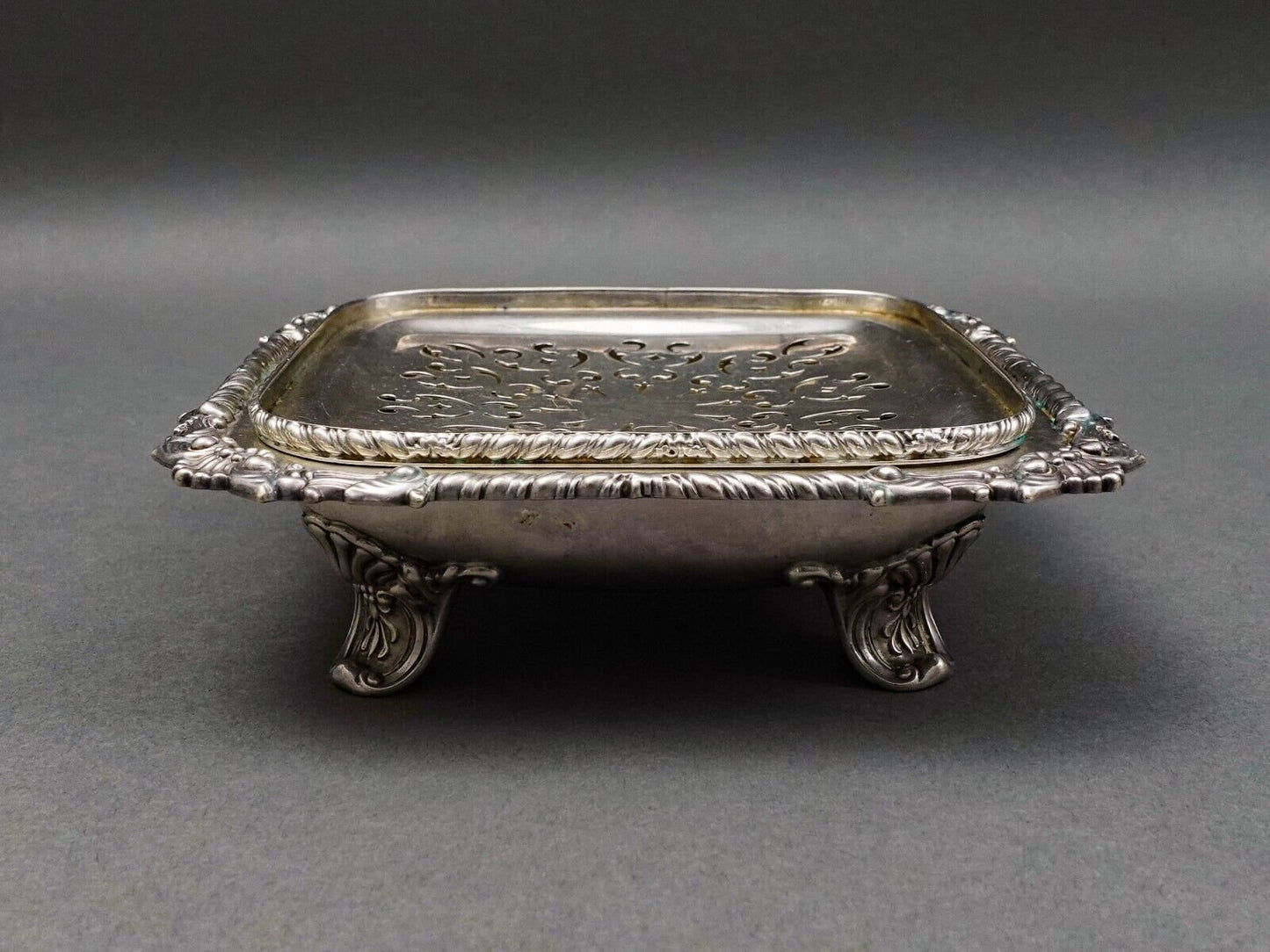 Gorham Sterling Silver Antique 1868 Footed Incense Burner Dish Tray
