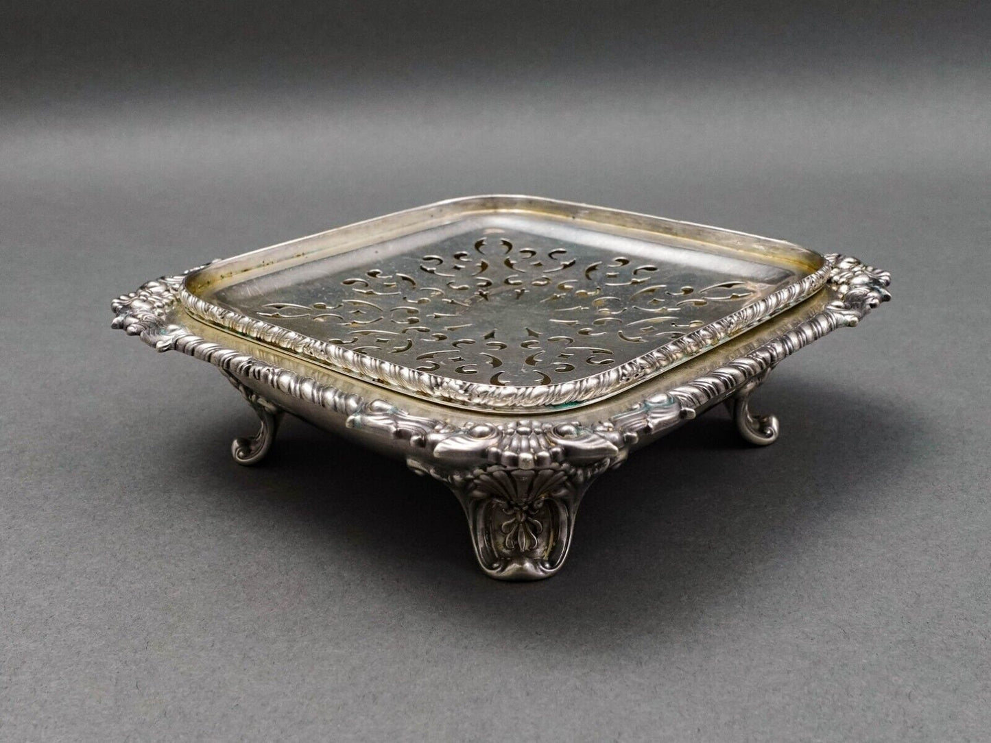 Gorham Sterling Silver Antique 1868 Footed Incense Burner Dish Tray