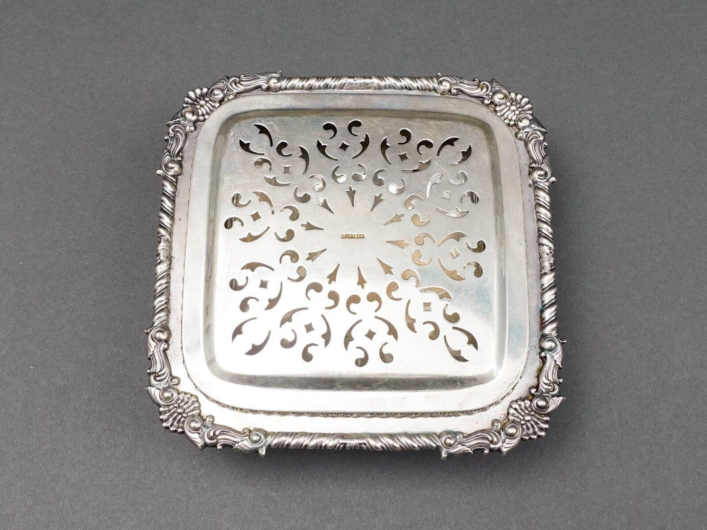 Gorham Sterling Silver Antique 1868 Footed Incense Burner Dish Tray