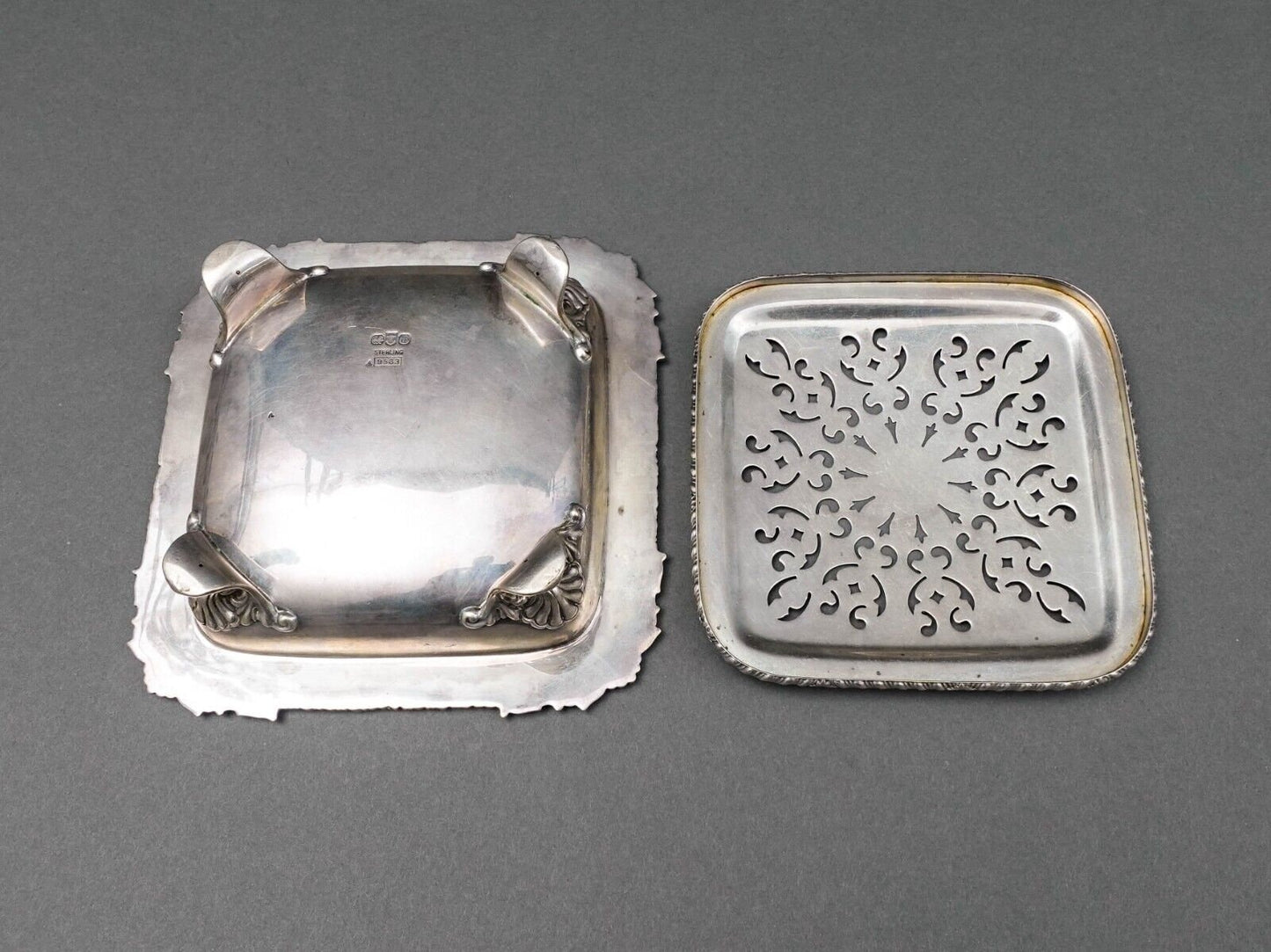 Gorham Sterling Silver Antique 1868 Footed Incense Burner Dish Tray