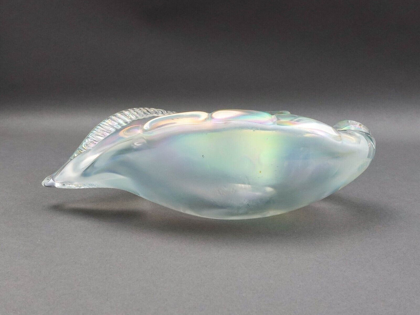 Licio Zanetti Signed Murano Italy Iridescent Conch Shell Glass Bowl Sculpture