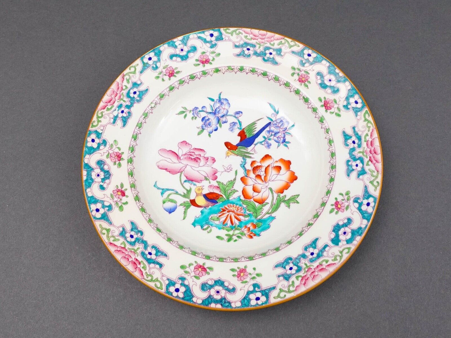 Minton England For Tiffany & Co. B894 Floral Bird Rimmed Soup Bowl