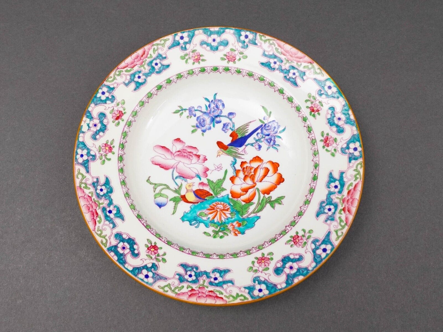 Minton England For Tiffany & Co. B894 Floral Bird Rimmed Soup Bowl Set Of 7