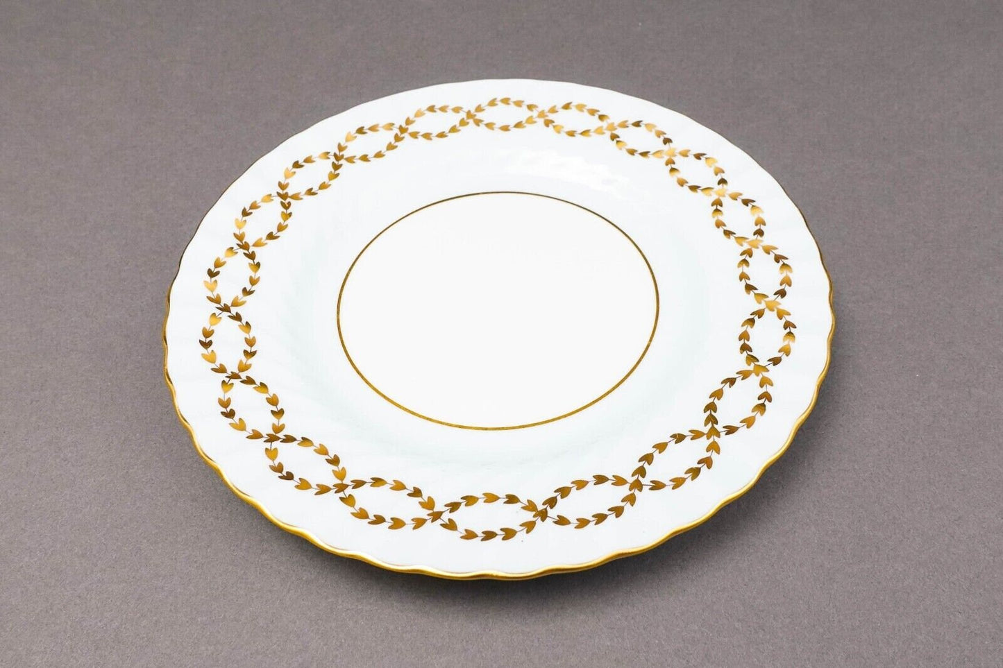 Minton England S600 Gold Laurel Leaves Light Blue Salad Dessert Plate Set Of 6