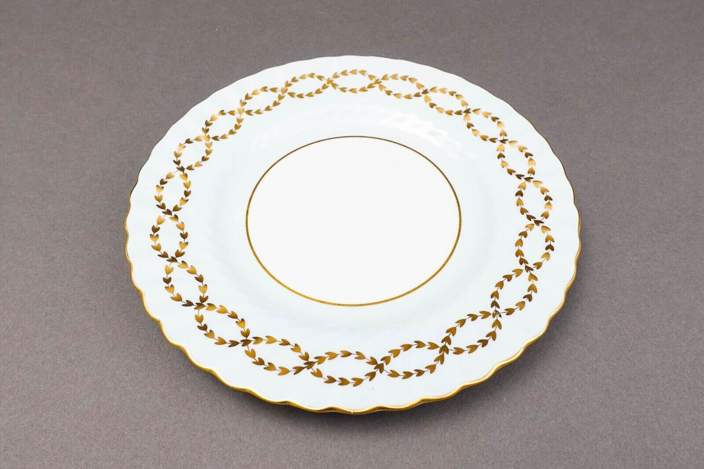 Minton England S600 Gold Laurel Leaves Light Blue Salad Dessert Plate Set Of 5