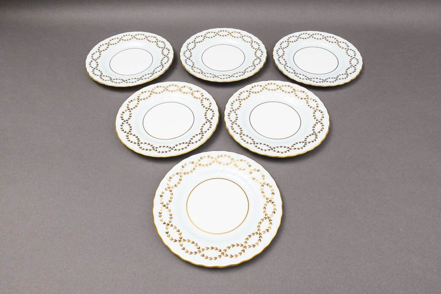 Minton England Tiffany S600 Gold Laurel Light Blue Bread & Butter Plate Set Of 6