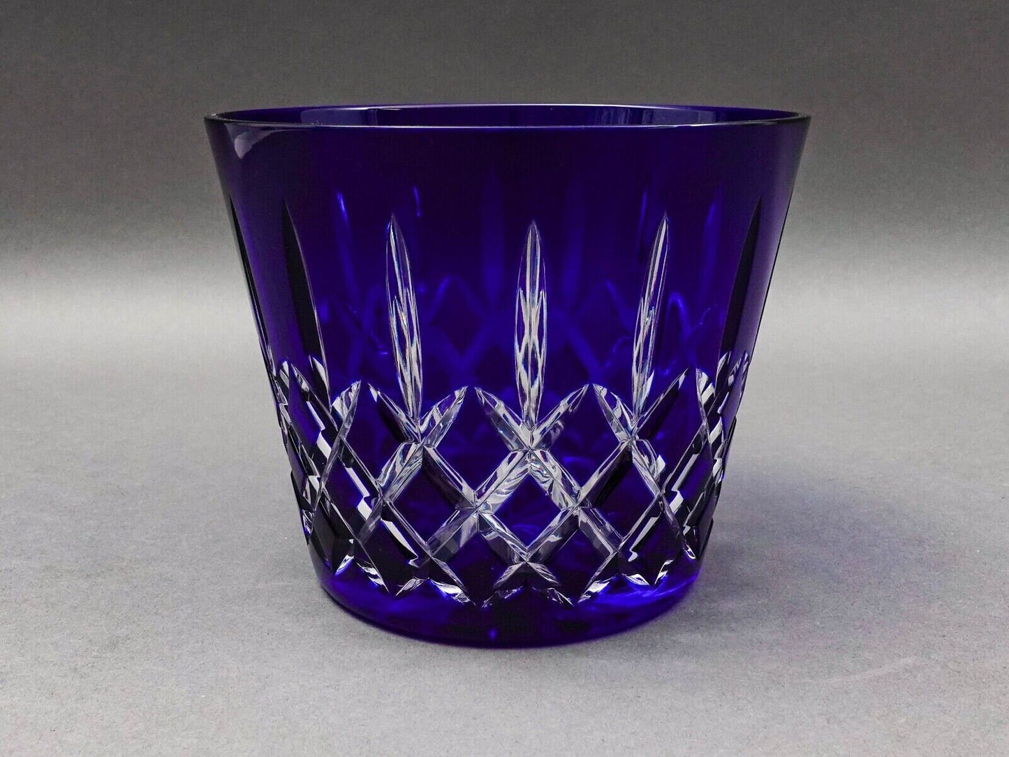 Ajka Hungary Arabella Cobalt Blue Cut To Clear Crystal Old Fashioned Ice Bucket