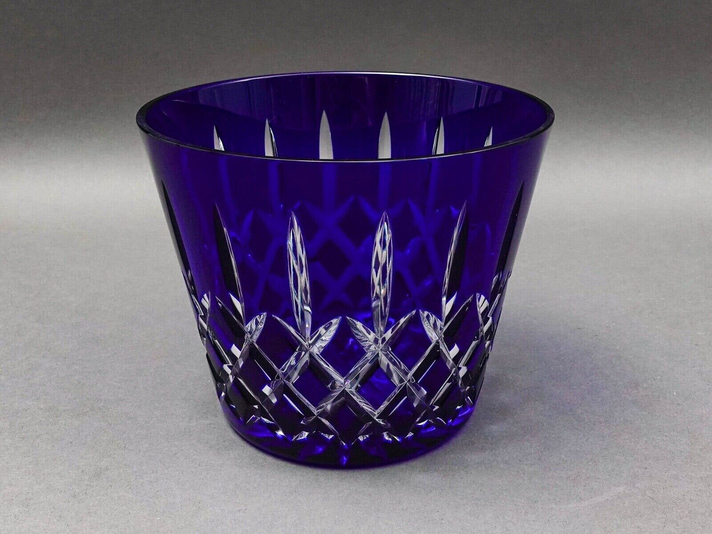 Ajka Hungary Arabella Cobalt Blue Cut To Clear Crystal Old Fashioned Ice Bucket