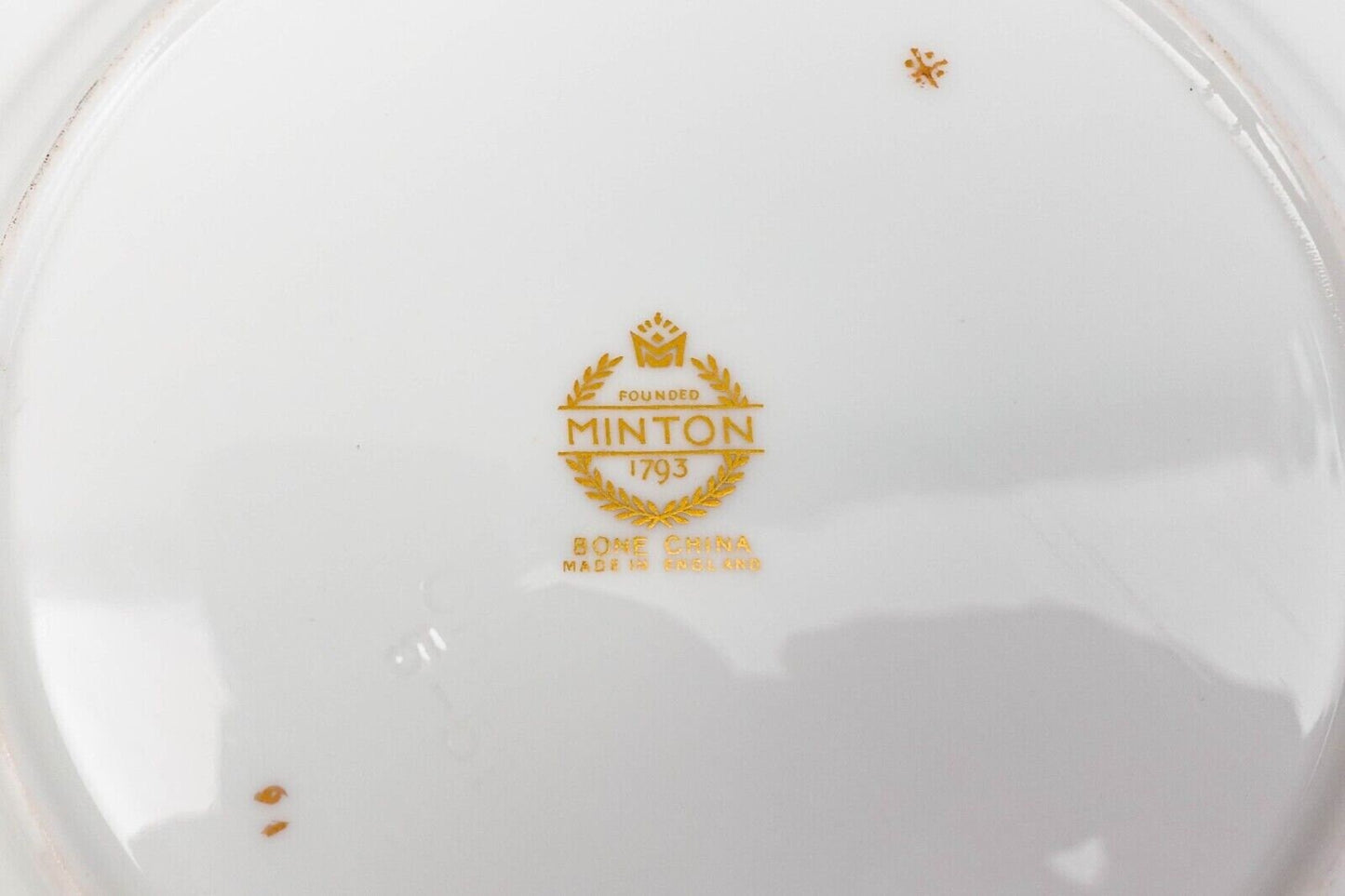 Minton England S600 Gold Laurel Leaves Light Blue Bread & Butter Plate Set Of 6