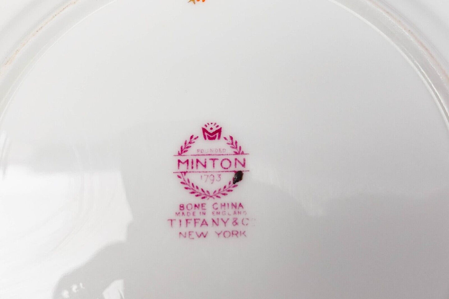 Minton England Tiffany S600 Gold Laurel Light Blue Bread & Butter Plate Set Of 6