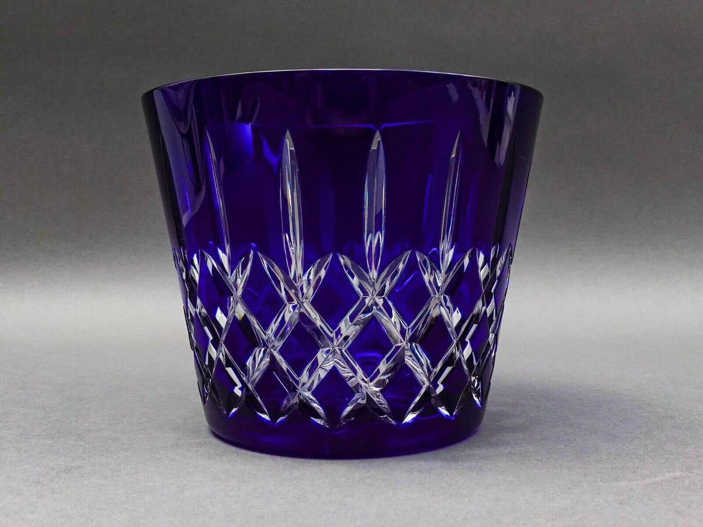 Ajka Hungary Arabella Cobalt Blue Cut To Clear Crystal Old Fashioned Ice Bucket