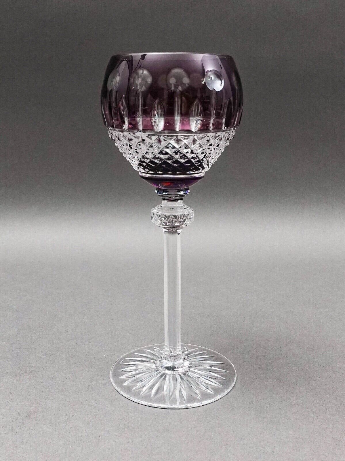 Ajka Hungary King Louis Purple Crystal 7 3/4" Hock Wine Goblet Glass