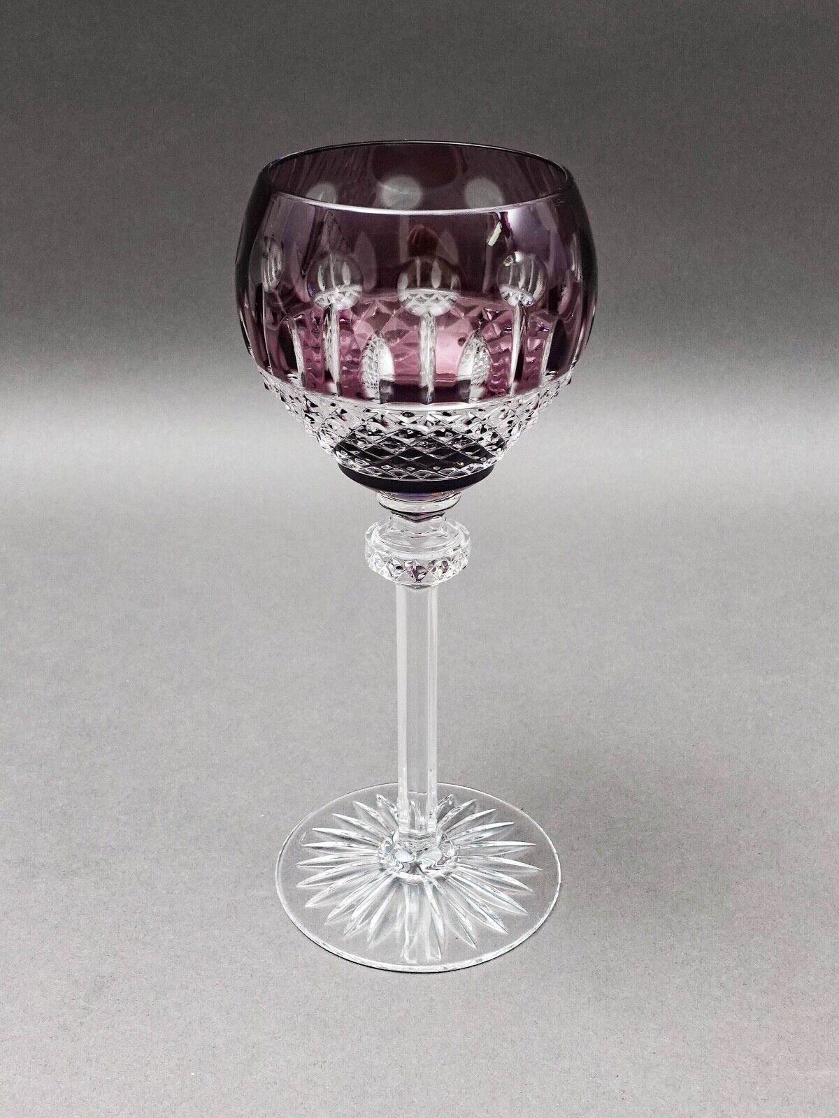 Ajka Hungary King Louis Purple Crystal 7 3/4" Hock Wine Goblet Glass