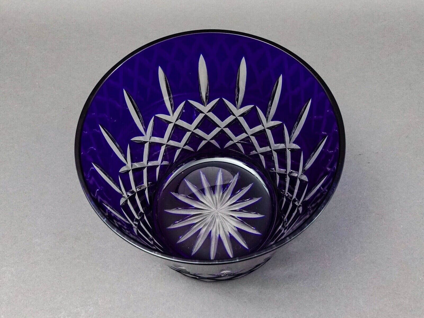 Ajka Hungary Arabella Cobalt Blue Cut To Clear Crystal Old Fashioned Ice Bucket