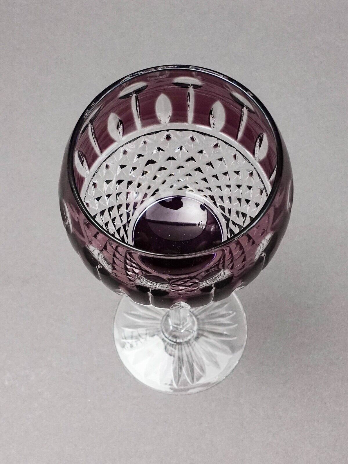 Ajka Hungary King Louis Purple Crystal 7 3/4" Hock Wine Goblet Glass
