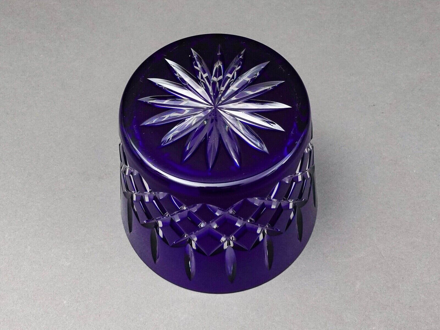 Ajka Hungary Arabella Cobalt Blue Cut To Clear Crystal Old Fashioned Ice Bucket