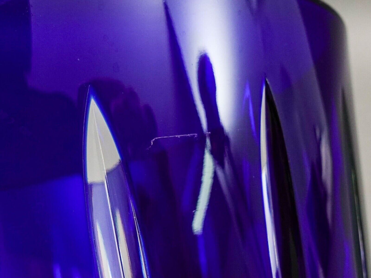 Ajka Hungary Arabella Cobalt Blue Cut To Clear Crystal Old Fashioned Ice Bucket