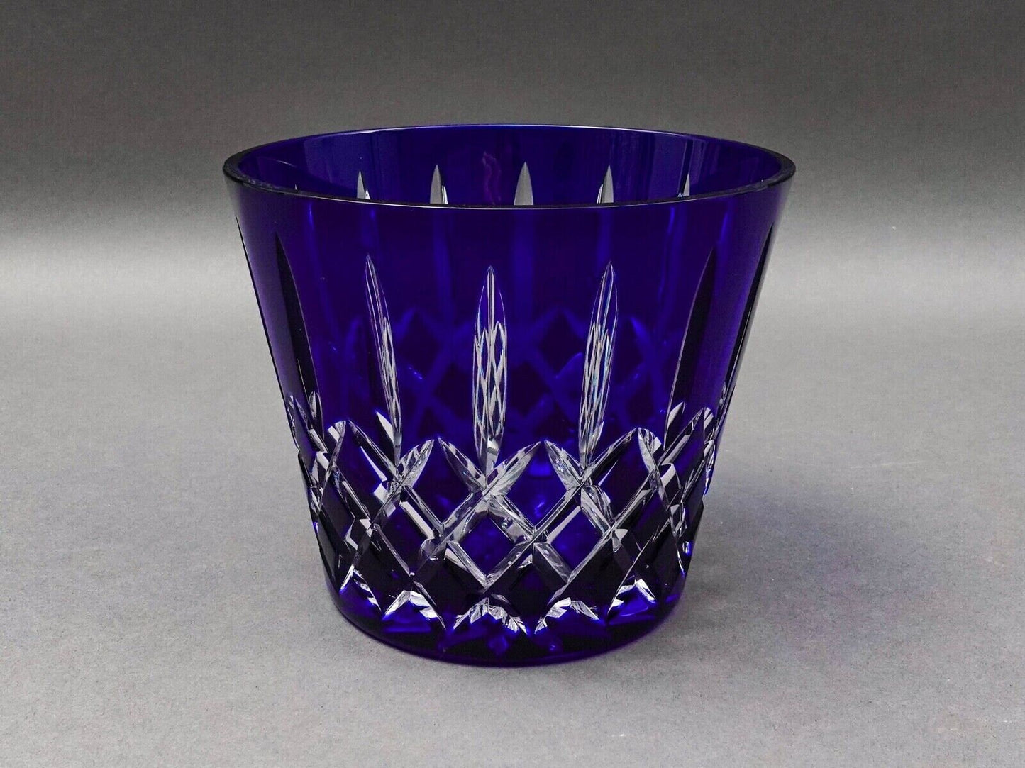 Ajka Hungary Arabella Cobalt Blue Cut To Clear Crystal Ice Bucket
