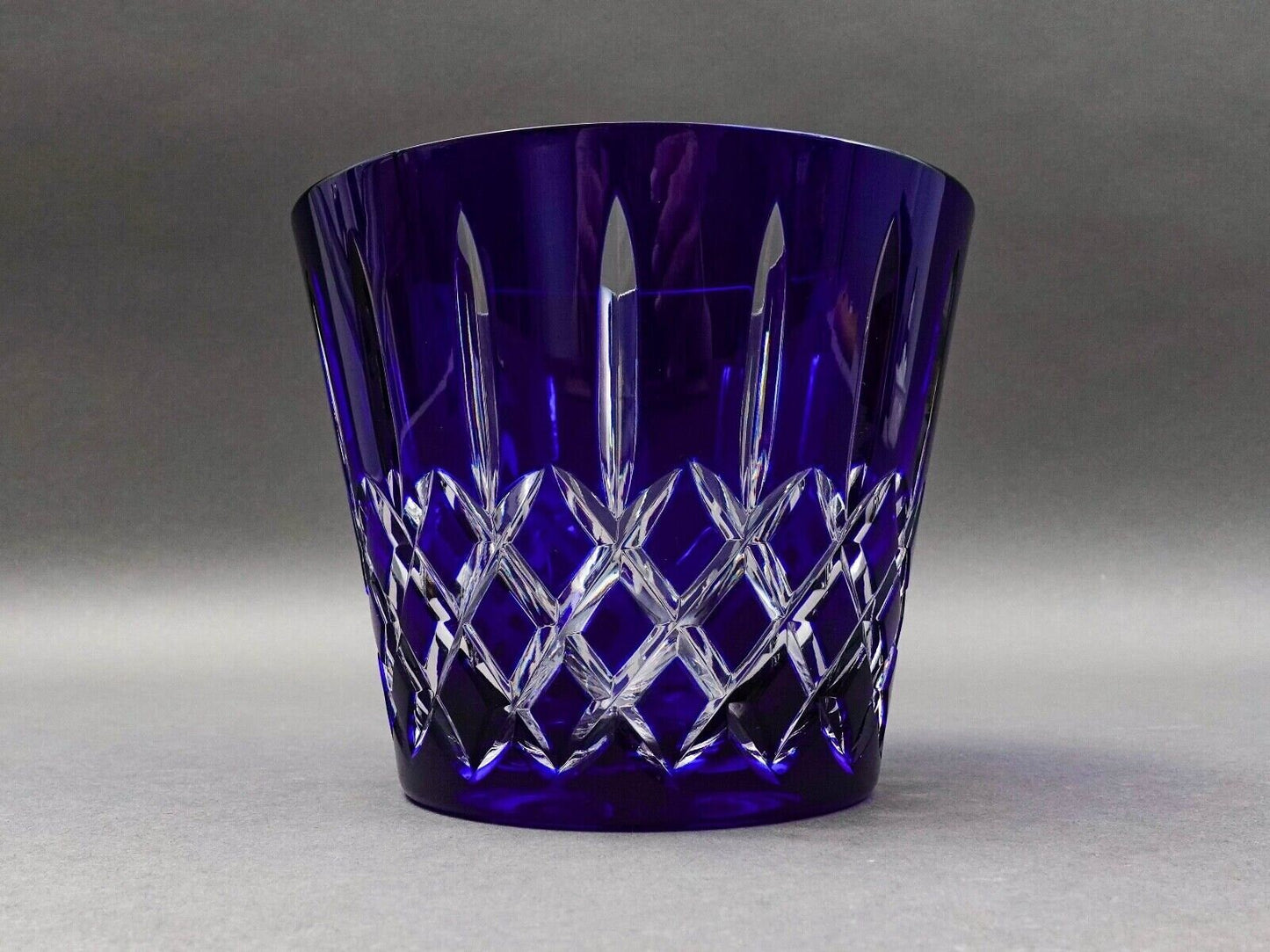 Ajka Hungary Arabella Cobalt Blue Cut To Clear Crystal Ice Bucket