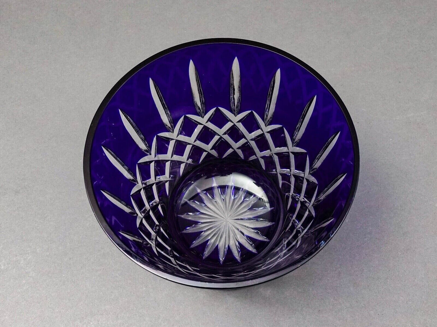 Ajka Hungary Arabella Cobalt Blue Cut To Clear Crystal Ice Bucket