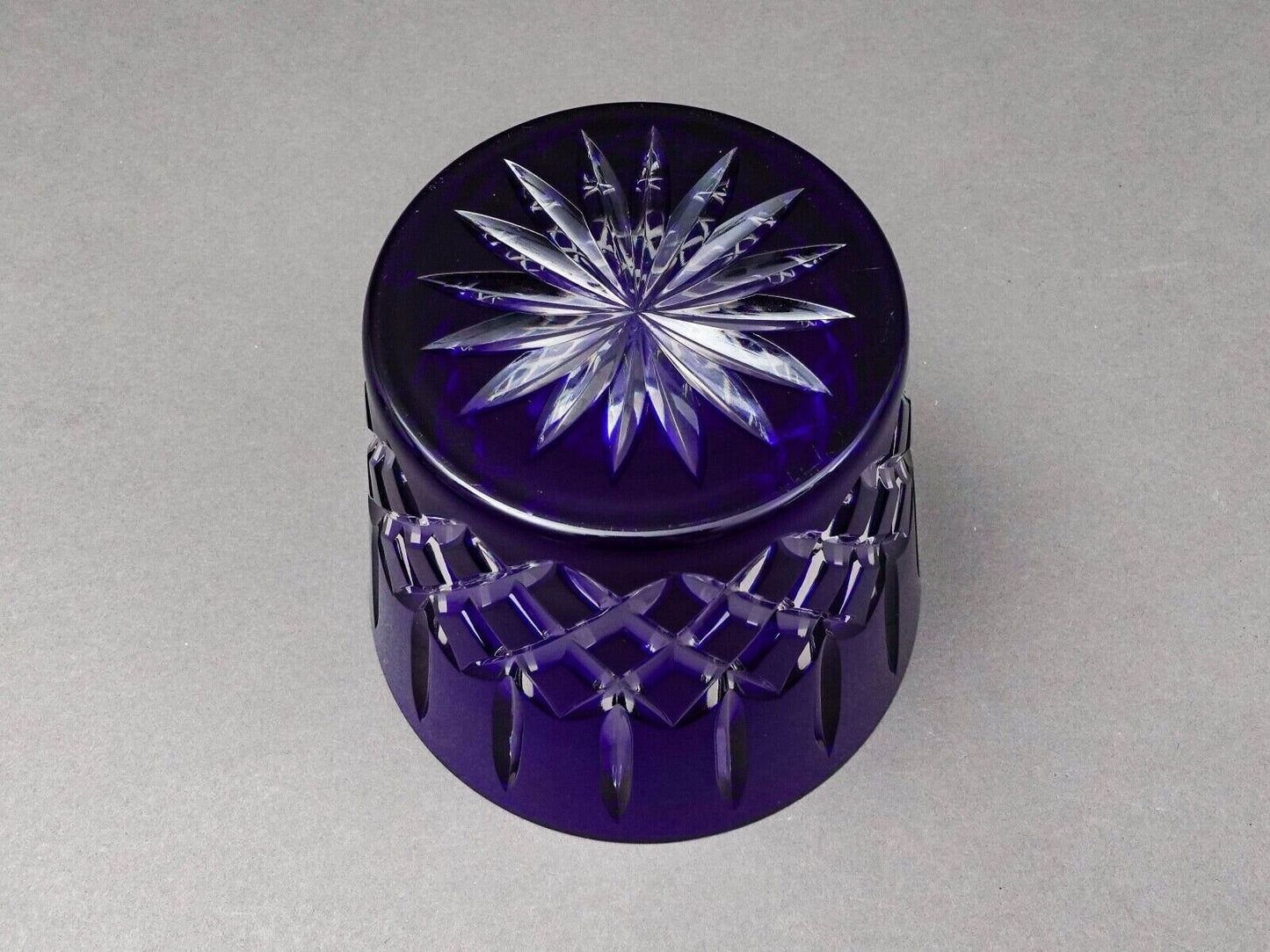 Ajka Hungary Arabella Cobalt Blue Cut To Clear Crystal Ice Bucket