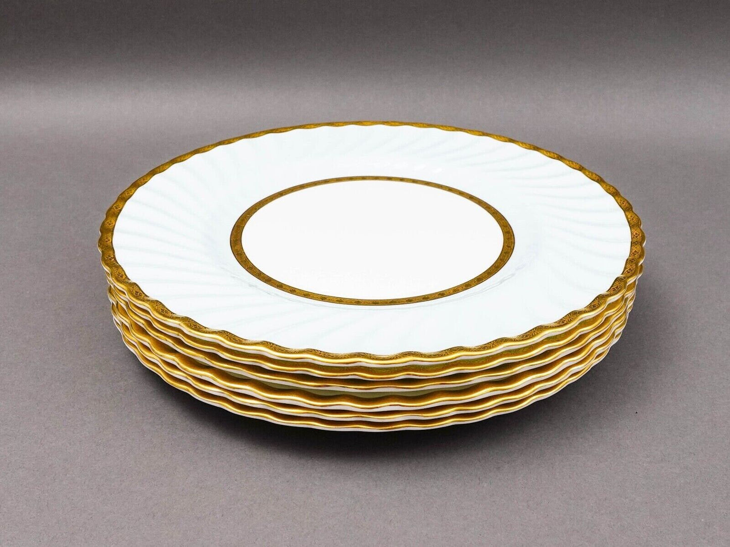 Minton England H5200 Gold Encrusted Light Blue Embassy Dinner Plate Set Of 6