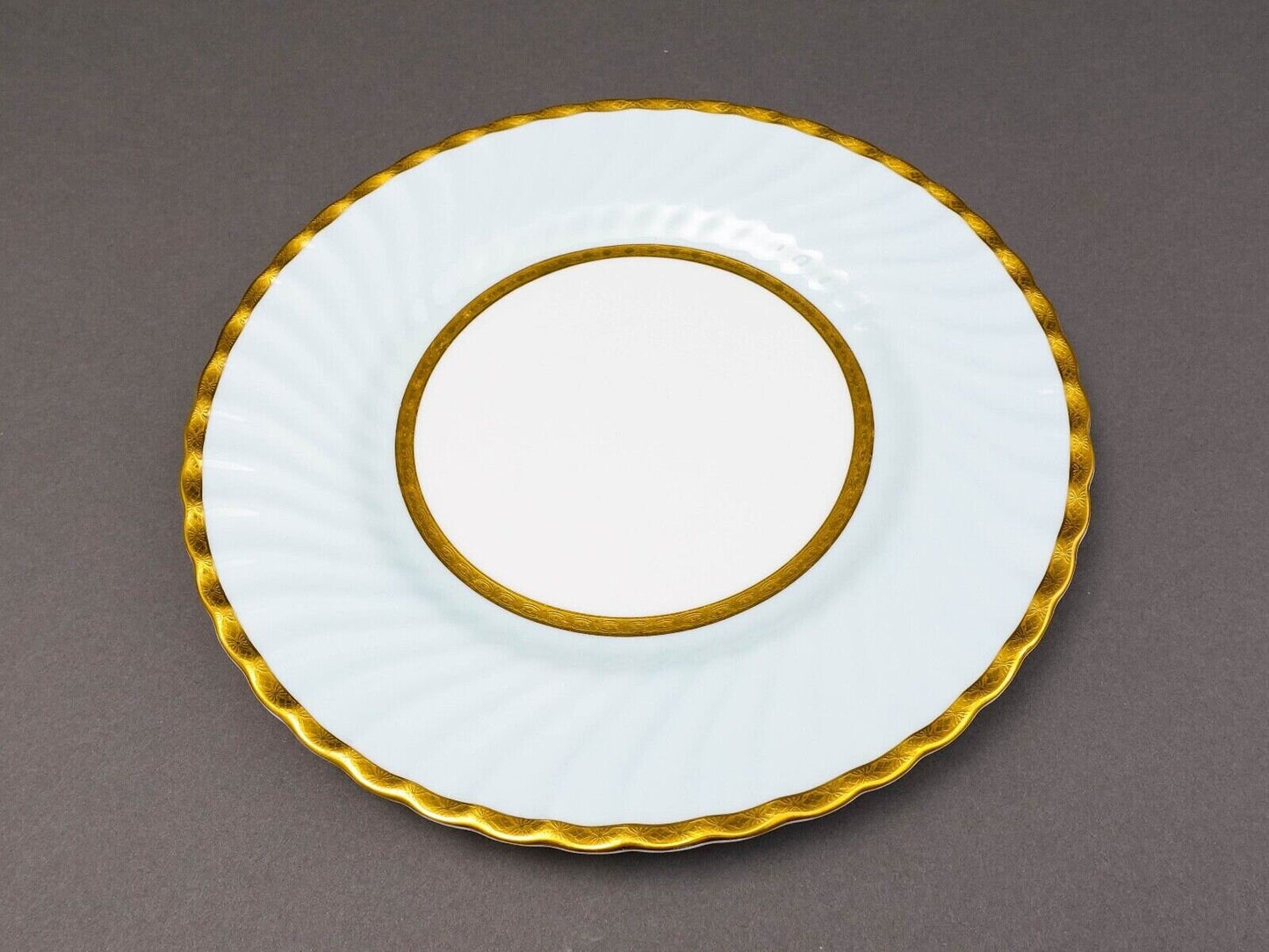 Minton England Tiffany H5200 Gold Light Blue Swirl Embassy Dinner Plate Set Of 6