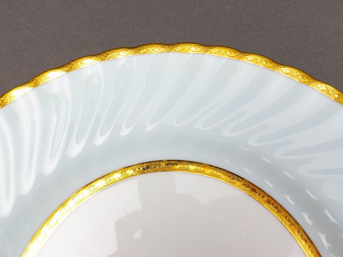 Minton England Tiffany H5200 Gold Light Blue Swirl Embassy Dinner Plate Set Of 6
