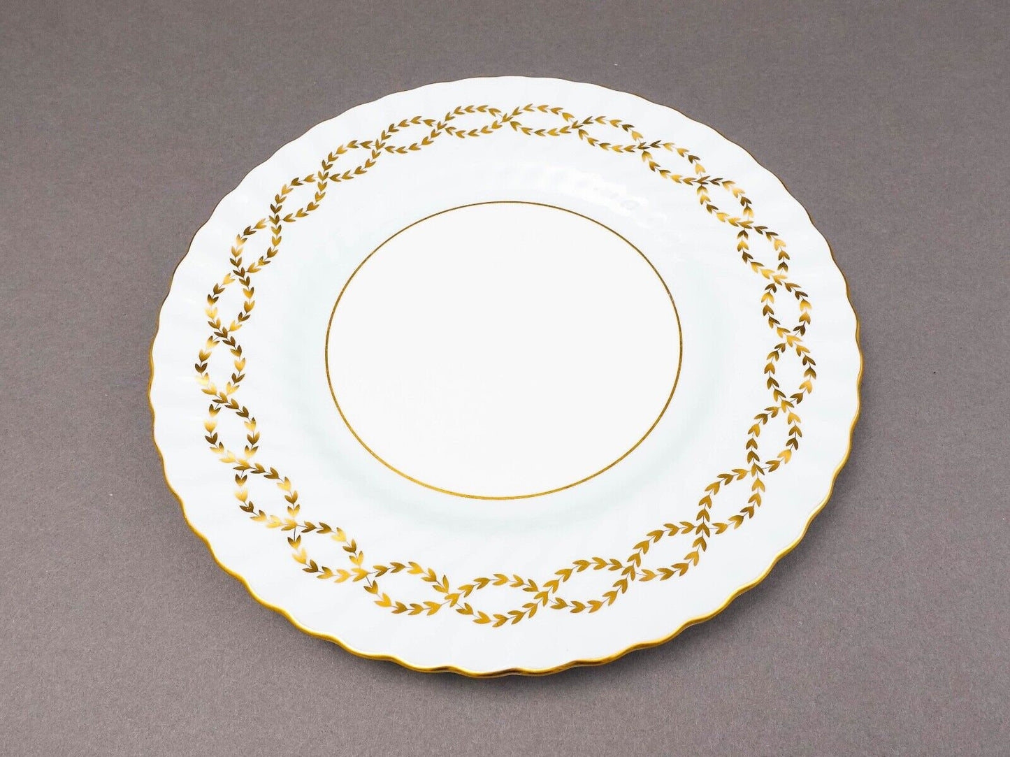 Minton England S600 Gold Leaves Light Blue Swirl 10 5/8" Dinner Plate Set Of 4