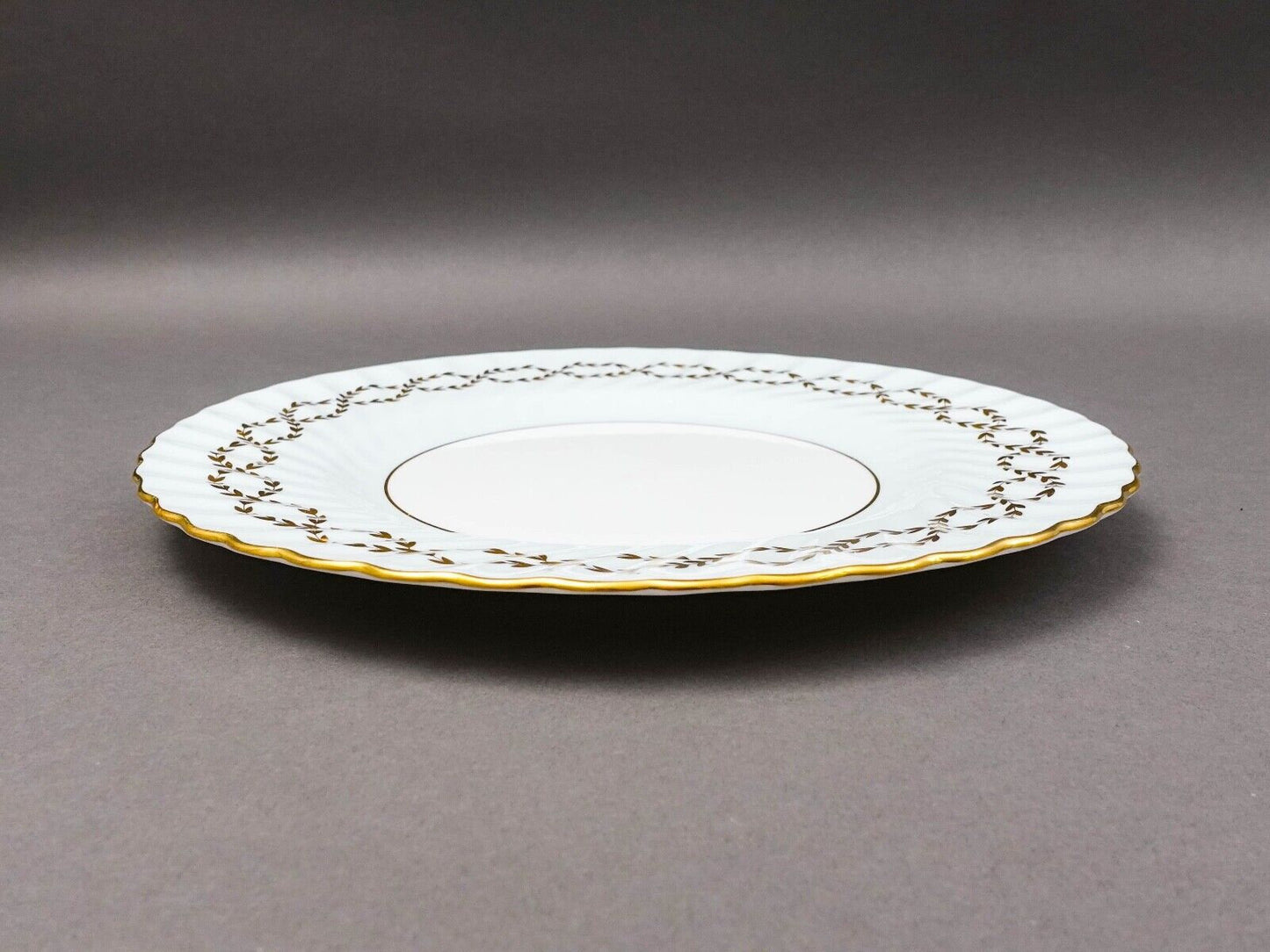 Minton England S600 Gold Leaves Light Blue Swirl 10 5/8" Dinner Plate Set Of 4