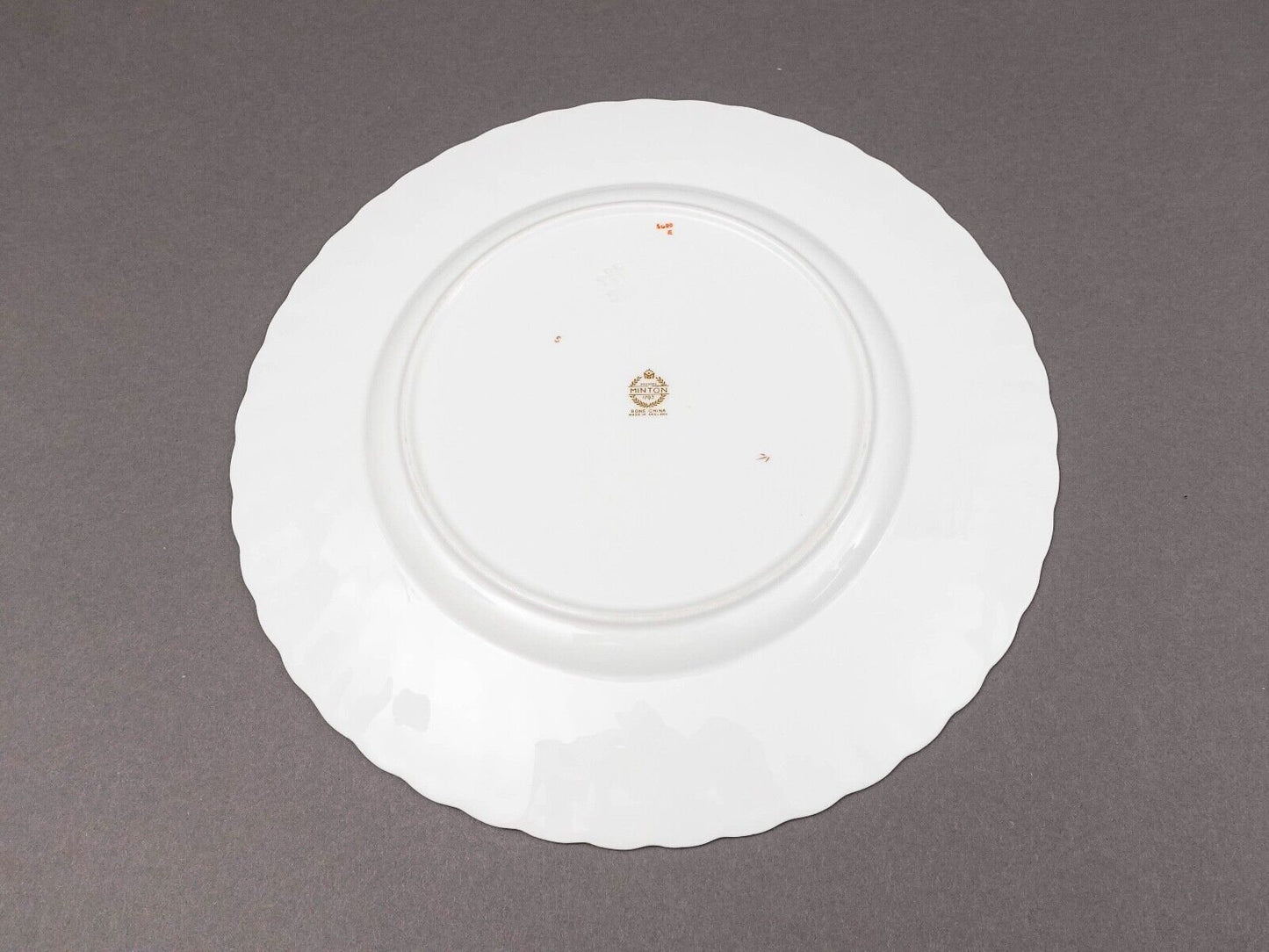 Minton England S600 Gold Leaves Light Blue Swirl 10 5/8" Dinner Plate Set Of 4
