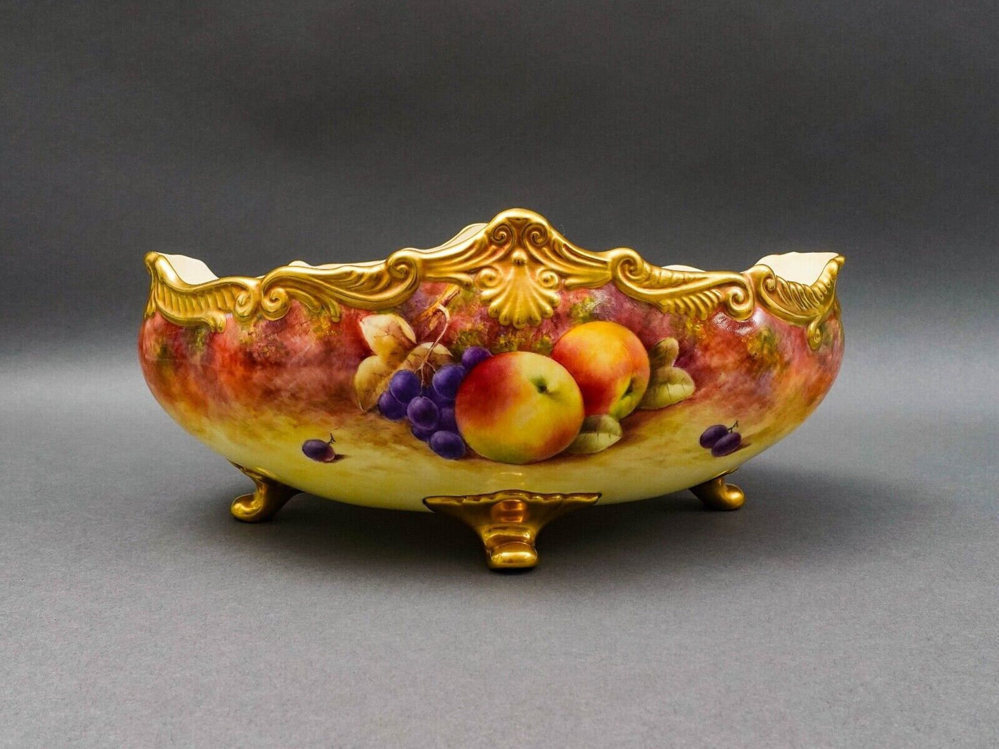 Coalport England Richard Budd Signed Hand Painted Fruit Centerpiece Bowl (Read)