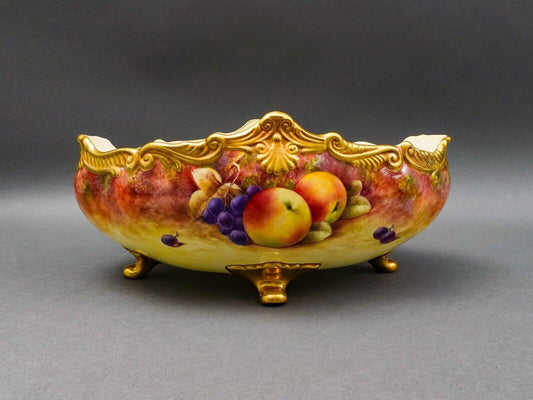 Coalport England Richard Budd Signed Hand Painted Fruit Centerpiece Bowl (Read)