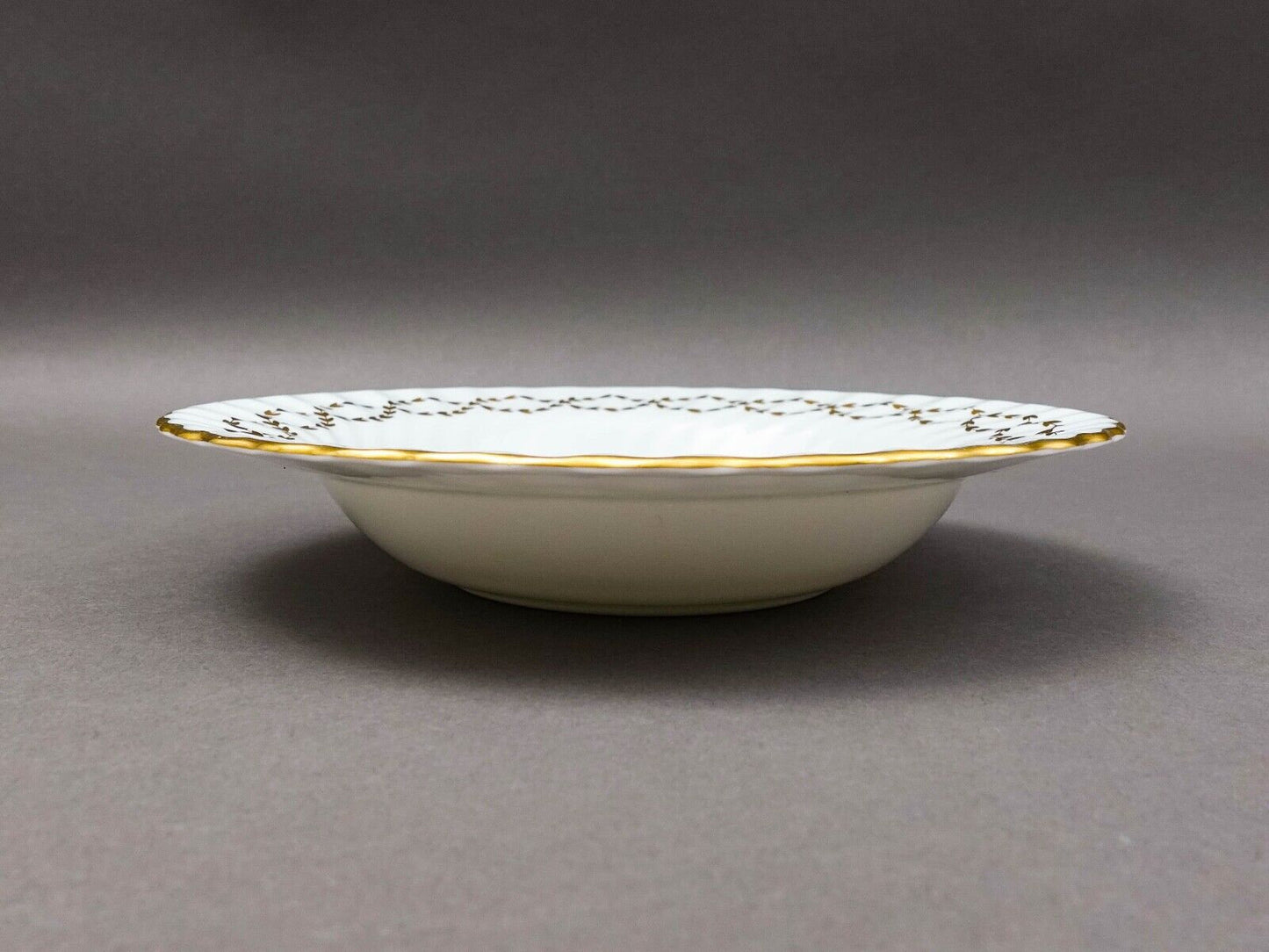 Minton England S600 Gold Leaves Light Blue Swirl Rimmed Soup Bowl Set Of 4