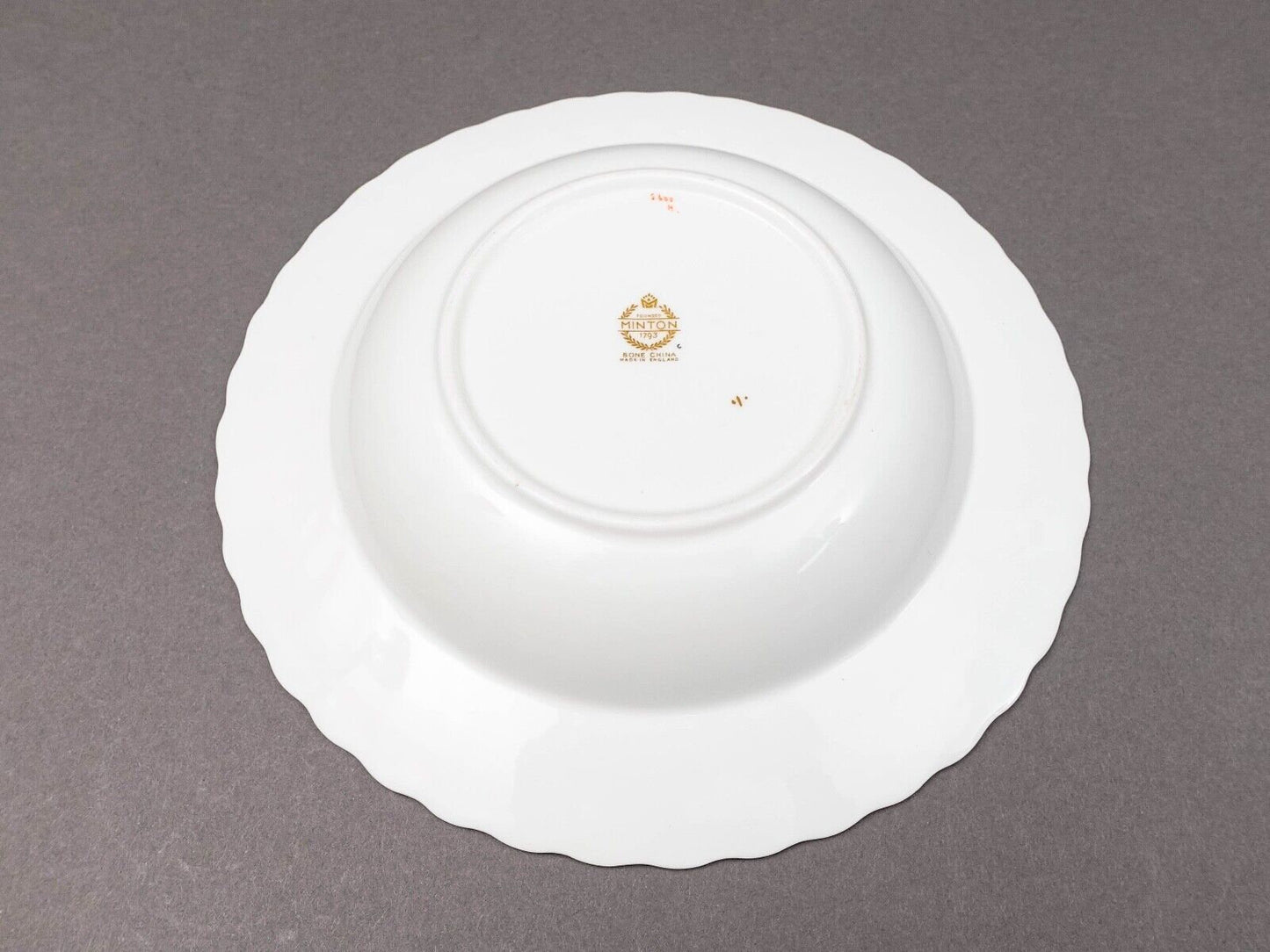 Minton England S600 Gold Leaves Light Blue Swirl Rimmed Soup Bowl Set Of 4