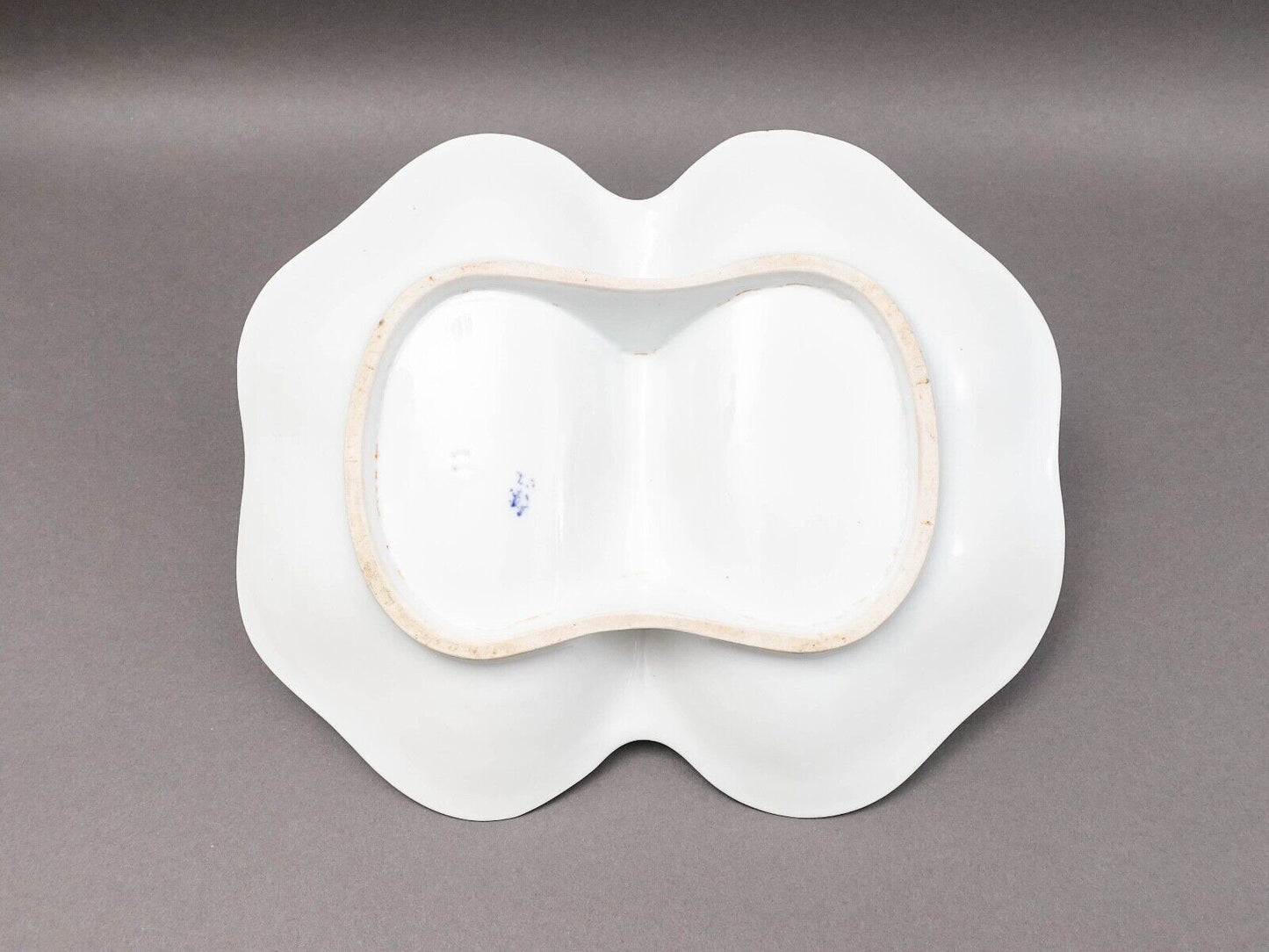 Antique German Hand Painted Floral Porcelain Divided Condiment Serving Dish Tray