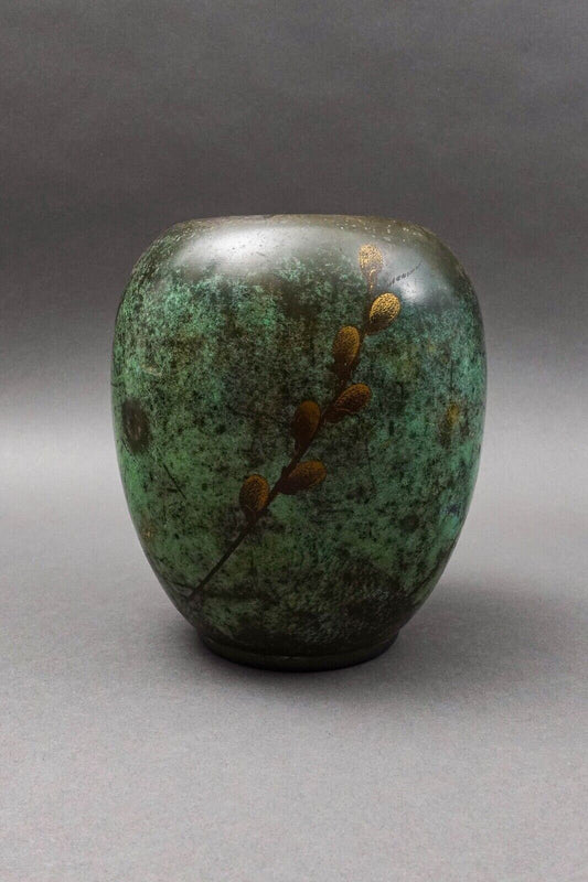 WMF Ikora Germany Paul Haustein Art Deco Patinated Bronze Willow Branch Vase