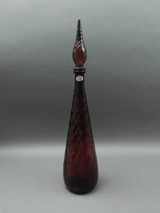 Guildcraft Italy MCM Amethyst Empoli Glass Decanter Genie Bottle 22 3/4"