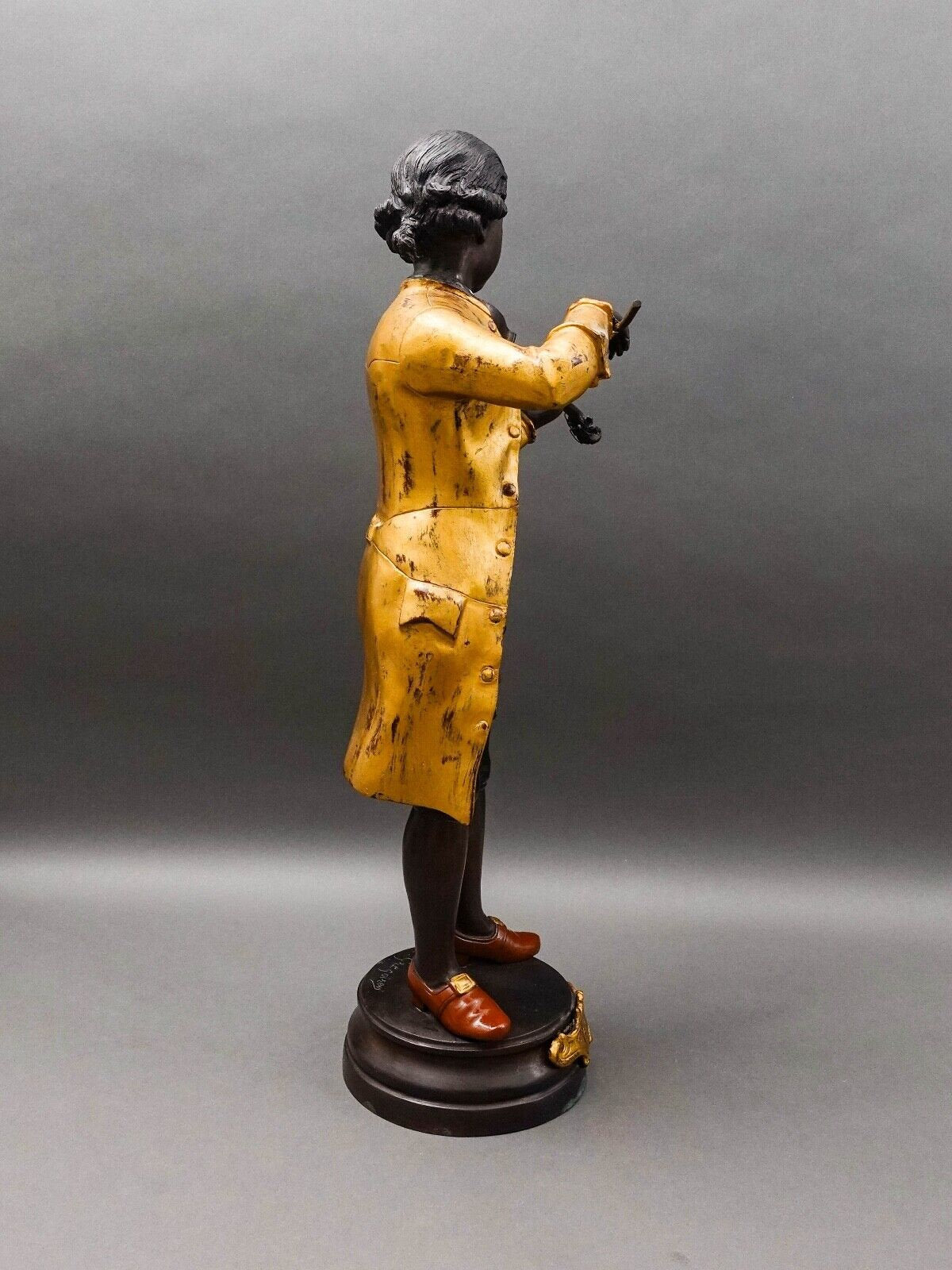 L. Gregoirey Signed Large Mozart With Violin Bronze Statue Sculpture 26"