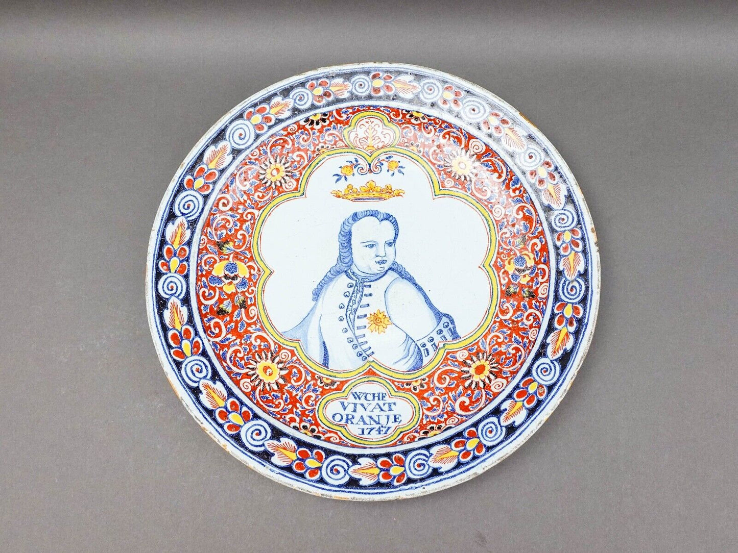 William Of Orange Antique Hand Painted Portrait Large Charger Plate 15 1/2"