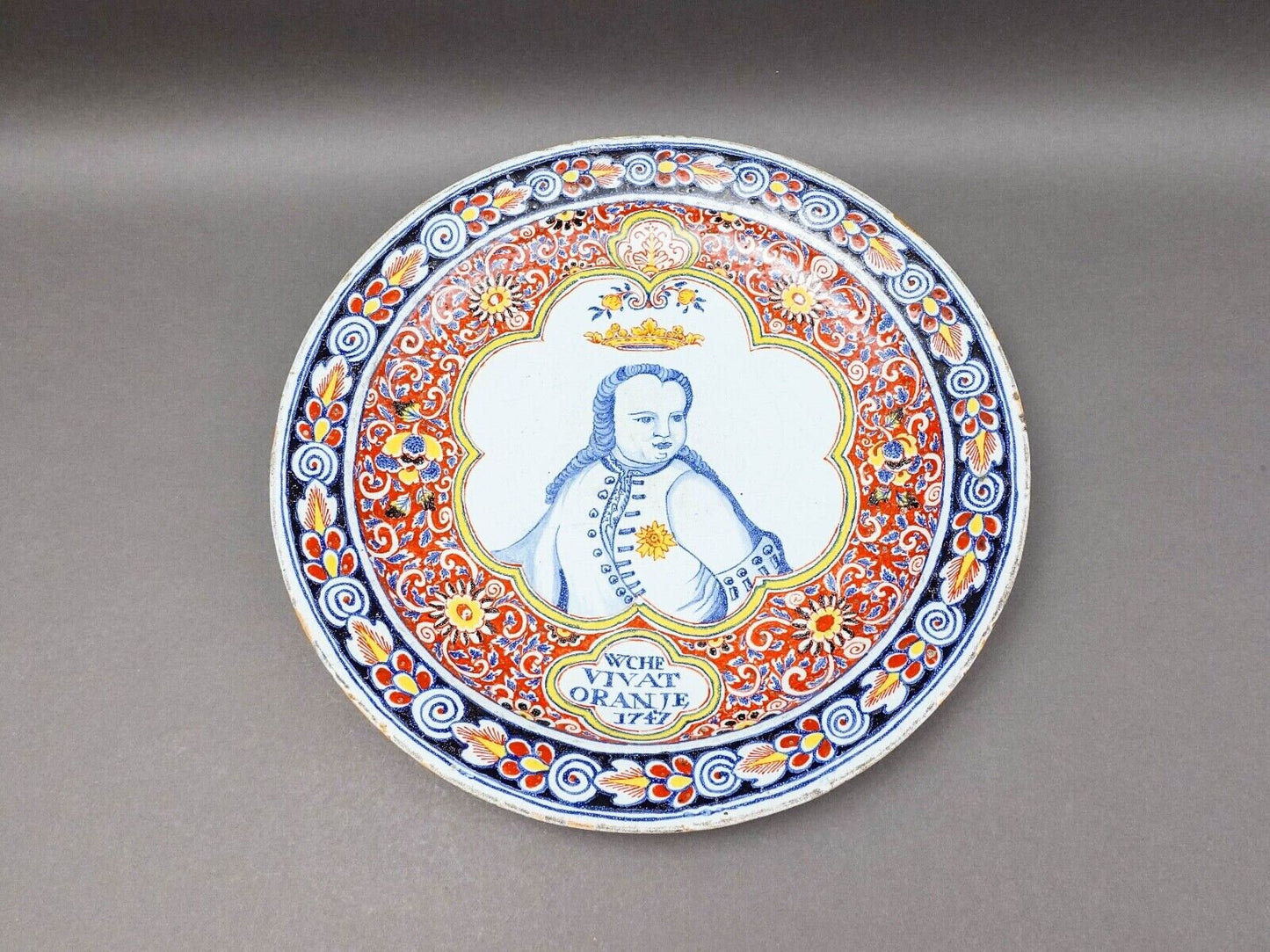 William Of Orange Antique Hand Painted Portrait Large Charger Plate 15 1/2"
