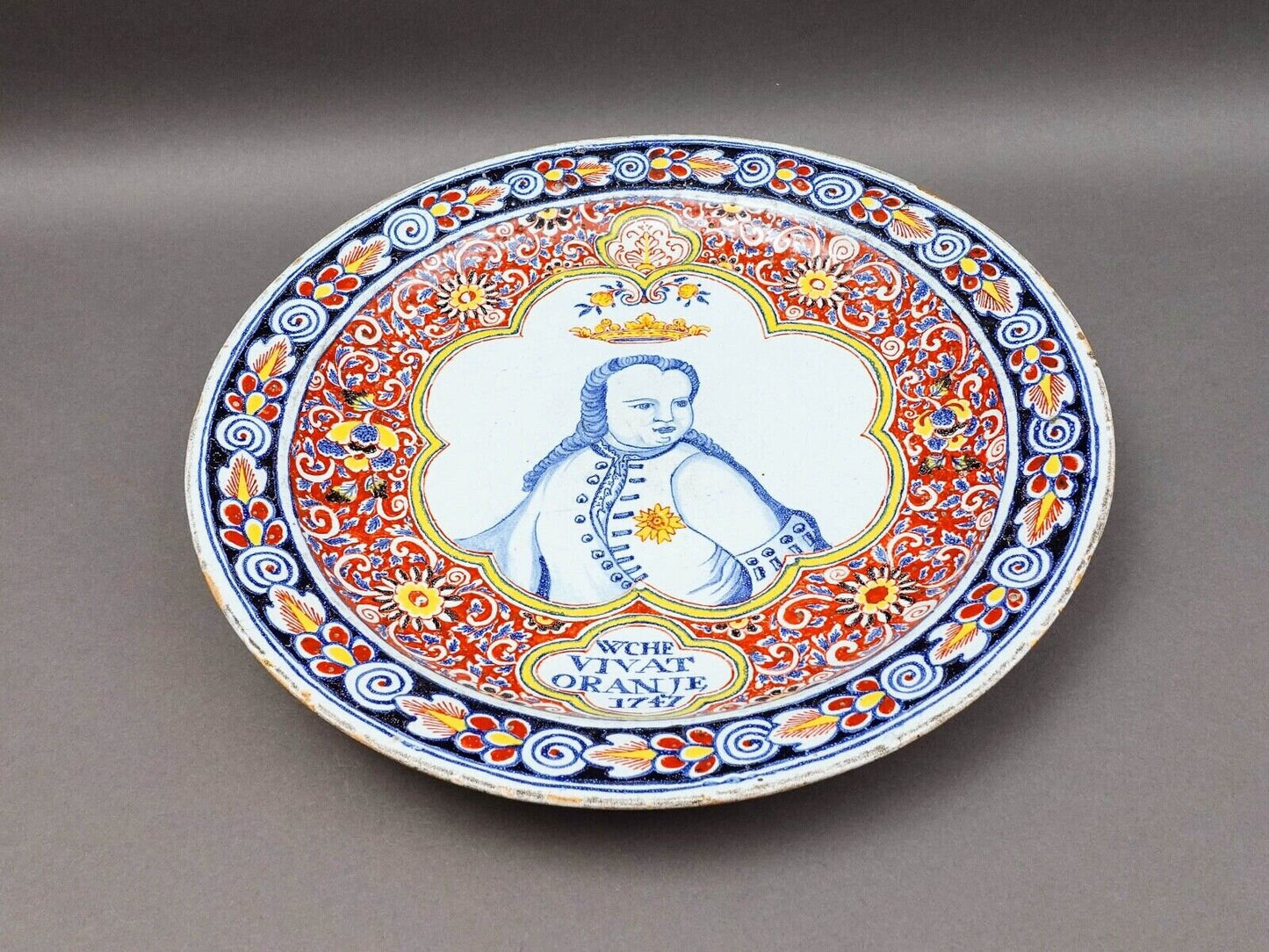 William Of Orange Antique Hand Painted Portrait Large Charger Plate 15 1/2"