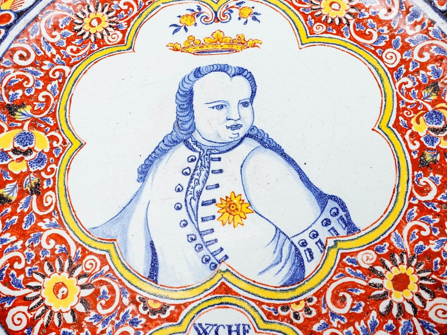 William Of Orange Antique Hand Painted Portrait Large Charger Plate 15 1/2"