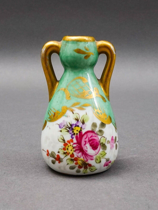 Sevres France Antique Hand Painted Floral Porcelain Miniature Bud Vase 3"
