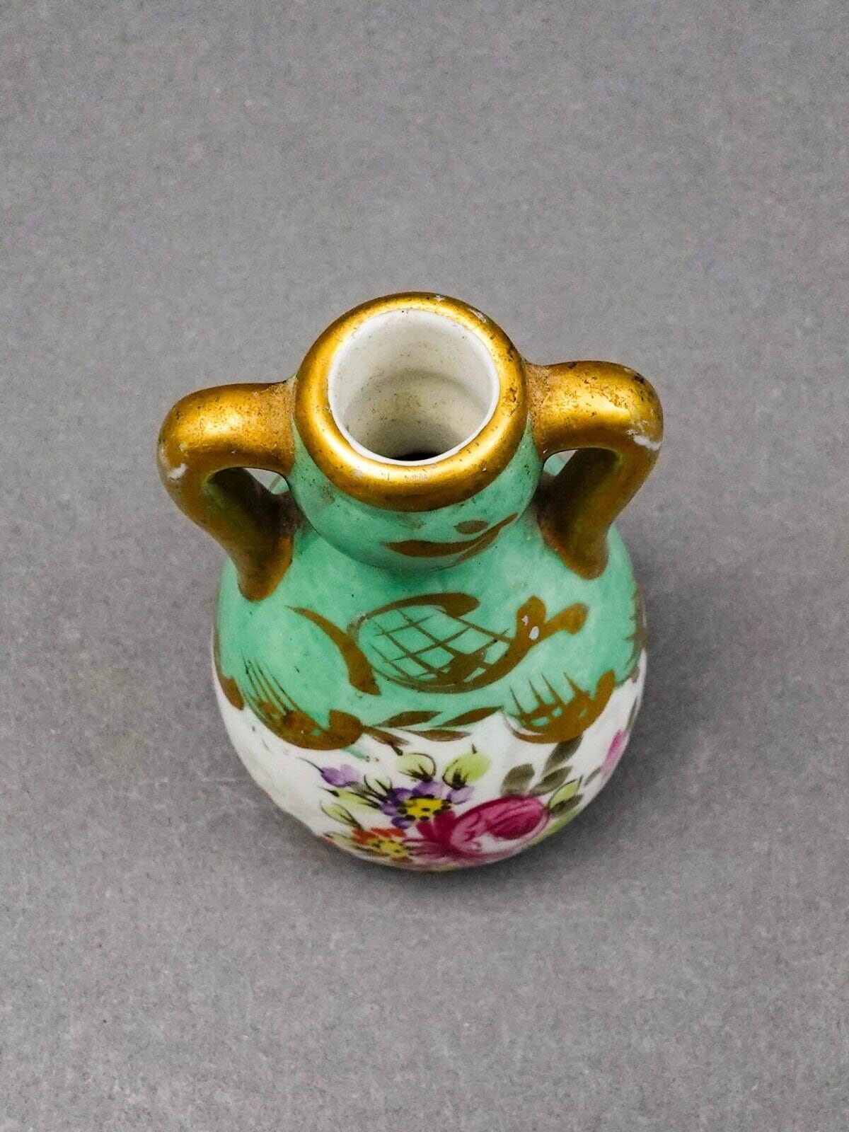 Sevres France Antique Hand Painted Floral Porcelain Miniature Bud Vase 3"