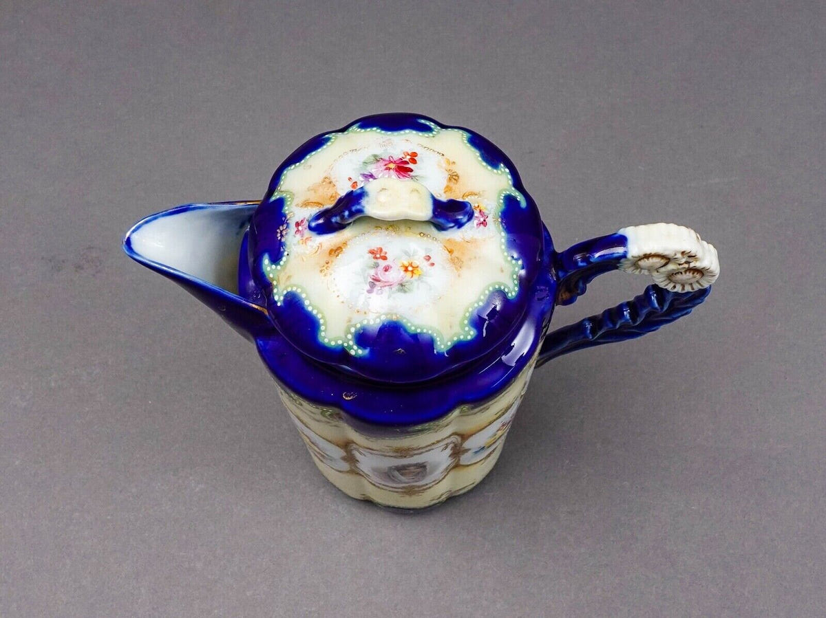 Nippon Antique Hand Painted Josephine Portrait Floral Porcelain Chocolate Pot